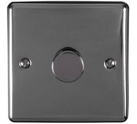 1 Gang 400W 2 Way Rotary Dimmer Switch Black Nickel Light Dimming Wall Plate