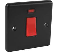1 GANG 45A DP COOKER SWITCH WITH NEON MATT BLACK UNITED ELECTRICAL W52MBB