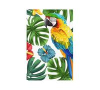 1 Gang Blank Wall Plate Decorative Switchplate, Tropical Bird Parrot Jungle Botanical Plant Hibiscus Palm Light Switch Cover for Bedroom Living Room Decor