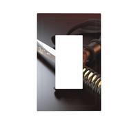 1-Gang Decorator Wall Plate Japan Samurai Sword Light Switch Cover Single Gang Receptacle Outlet Wall Plate Mid Size 5" x 3" Wallplate Unbreakable Polycarbonate Outlet Faceplates Covers