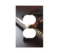 1-Gang Decorator Wall Plate Japan Samurai Sword Light Switch Cover Single Gang Receptacle Outlet Wall Plate Mid Size 5" x 3" Wallplate Unbreakable Polycarbonate Outlet Faceplates Covers