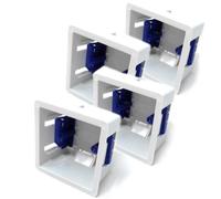 1 Gang Dry Lining Back Plasterboard Box, Pattress Box with Adjustable Lugs 47mm, for Faceplate (4)