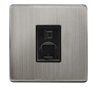 1 Gang Ethernet Port Data Socket CAT 5 Wall Plate Brushed Chrome Gloss N442DME-HE