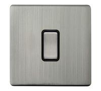 1 Gang Intermediate Single Light Switch Gloss Brush Chrome Screwless Plate N313DME