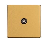 1 GANG ISOLATED TV FLAT CONCEALED SATIN BRASS PLATE