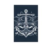1 Gang Light Switch Cover Blank Cover Wall Plate, Nautical Navy Blue Anchor Pattern Unbreakable Thermoplastic Faceplate for Bathroom Bedroom Decor
