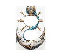 1 Gang Light Switch Cover Duplex Outlet Wall Plate, Anchor Nautical Theme Unbreakable Thermoplastic Faceplate for Bathroom Bedroom Decor