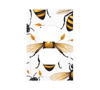 1 Gang Light Switch Cover Duplex Outlet Wall Plate, Cartoon Wild Animals Bee Unbreakable Thermoplastic Faceplate for Bathroom Bedroom Decor