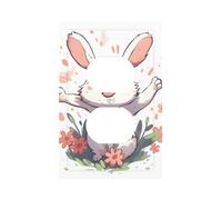 1 Gang Light Switch Cover Duplex Outlet Wall Plate, Cute Little Bunny Unbreakable Thermoplastic Faceplate for Bathroom Bedroom Decor
