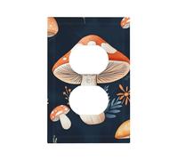 1 Gang Light Switch Cover Duplex Outlet Wall Plate, Cute Retro Mushrooms Botanical Floral Unbreakable Thermoplastic Faceplate for Bathroom Bedroom Decor