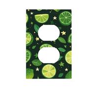 1 Gang Light Switch Cover Duplex Outlet Wall Plate, Piece Lime Green Lemon Unbreakable Thermoplastic Faceplate for Bathroom Bedroom Decor