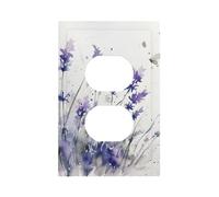 1 Gang Light Switch Cover Duplex Outlet Wall Plate, Watercolor Purple Lavender Unbreakable Thermoplastic Faceplate for Bathroom Bedroom Decor