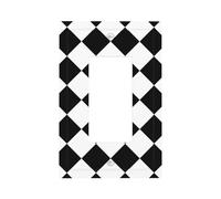 1 Gang Light Switch Cover Single Rocker Decorative Wall Plate, Black and White Abstract Checkered Diamond Unbreakable Thermoplastic Faceplate for Bathroom Bedroom Decor