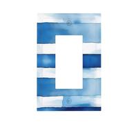 1 Gang Light Switch Cover Single Rocker Decorative Wall Plate, Blue Stripe Fading Washed Texture Unbreakable Thermoplastic Faceplate for Bathroom Bedroom Decor