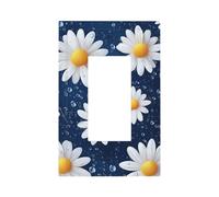 1 Gang Light Switch Cover Single Rocker Decorative Wall Plate, Daisy Wild Flowers Unbreakable Thermoplastic Faceplate for Bathroom Bedroom Decor