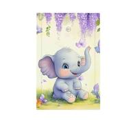 1 Gang Light Switch Cover Single Rocker Decorative Wall Plate, Lovely Elephant Purple Lavender Butterfly Unbreakable Thermoplastic Faceplate for Bathroom Bedroom Decor