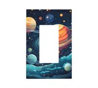 1 Gang Light Switch Cover Single Rocker Decorative Wall Plate, Mysterious Planet Universe Galaxy Unbreakable Thermoplastic Faceplate for Bathroom Bedroom Decor