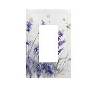 1 Gang Light Switch Cover Single Rocker Decorative Wall Plate, Watercolor Purple Lavender Unbreakable Thermoplastic Faceplate for Bathroom Bedroom Decor