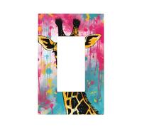 1 Gang Light Switch Cover Single Rocker Decorative Wall Plate, Watercolor Splash Giraffe Unbreakable Thermoplastic Faceplate for Bathroom Bedroom Decor