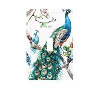 1 Gang Light Switch Cover Single Toggle Wall Plate, Beautiful Peacock Retro Blue Bird Elegant Feather Unbreakable Thermoplastic Faceplate for Bathroom Bedroom Decor