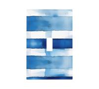 1 Gang Light Switch Cover Single Toggle Wall Plate, Blue Stripe Fading Washed Texture Unbreakable Thermoplastic Faceplate for Bathroom Bedroom Decor