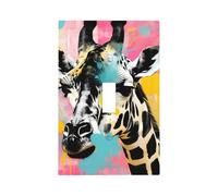 1 Gang Light Switch Cover Single Toggle Wall Plate, Cartoon Giraffe Funny Watercolor Wild Animals Unbreakable Thermoplastic Faceplate for Bathroom Bedroom Decor