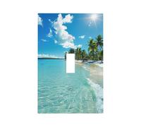 1 Gang Light Switch Cover Single Toggle Wall Plate, Coastal Nautical Hawaiian Beach Scenery Unbreakable Thermoplastic Faceplate for Bathroom Bedroom Decor