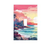 1 Gang Light Switch Cover Single Toggle Wall Plate, Tropical Palm Trees Sunrise By The Sea Unbreakable Thermoplastic Faceplate for Bathroom Bedroom Decor