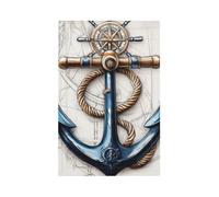 1 Gang Light Switch Cover Single Toggle Wall Plate, Vintage Nautical Anchor Compass Unbreakable Thermoplastic Faceplate for Bathroom Bedroom Decor