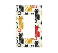 1 Gang Rocker Cat Print Single Duplex Faceplate Gfci Light Switch Cover Plate Decorative Outlet Covers Device Electrical Face Wall Plate Cover For Bathroom Home Living Decor 4.6 * 2.8