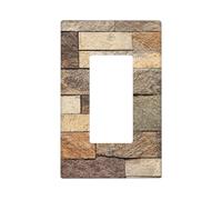 1 Gang Rocker Stone Wall Single Duplex Faceplate Gfci Light Switch Cover Plate Decorative Outlet Covers Device Electrical Face Wall Plate Cover For Bathroom Home Living Decor 4.6 * 2.8