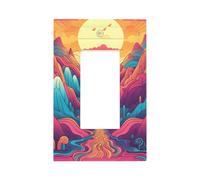 1 Gang Rocker Wall Plate Decorative Switchplate, Abstract Painting of Mountains Rivers and The Moon Light Switch Cover for Bedroom Living Room Decor