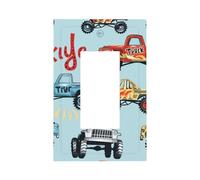 1 Gang Rocker Wall Plate Decorative Switchplate, Cute Cartoon Car Truck Light Switch Cover for Bedroom Living Room Decor
