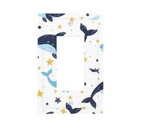 1 Gang Rocker Wall Plate Decorative Switchplate, Cute Cartoon Dolphin Whale Ocean Creatures Light Switch Cover for Bedroom Living Room Decor