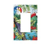 1 Gang Rocker Wall Plate Decorative Switchplate, Cute Cartoon Parrot Toucan Light Switch Cover for Bedroom Living Room Decor