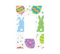 1 Gang Rocker Wall Plate Decorative Switchplate, Easter Bunny Rabbit and Eggs Light Switch Cover for Bedroom Living Room Decor