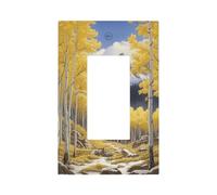 1 Gang Rocker Wall Plate Decorative Switchplate, Mountain Forest Yellow Aspen Trees Snow Light Switch Cover for Bedroom Living Room Decor