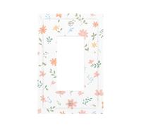1 Gang Rocker Wall Plate Decorative Switchplate, Pink Floral Fragments Light Switch Cover for Bedroom Living Room Decor