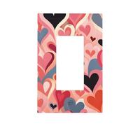 1 Gang Rocker Wall Plate Decorative Switchplate, Valentine's Day Fluttering Black Dot Red Heart Light Switch Cover for Bedroom Living Room Decor