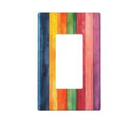 1 Gang Rocker Watercolor Rainbow Single Duplex Faceplate Gfci Light Switch Cover Plate Decorative Outlet Covers Device Electrical Face Wall Plate Cover For Bathroom Home Living Decor 4.6 * 2.8