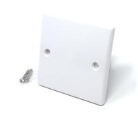 1-Gang Rounded Edge Blanking Plate - White Plastic Cover for Electrical Socket Back Box - Includes Screws, Flush Fit, Clean Finish (2)