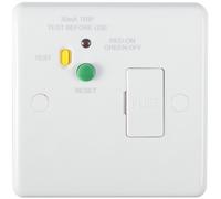 1 Gang Single 13A Unswitched Fuse Spur & 30mA Passive RCD WHITE Safety Wall