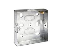 1 Gang Single 16mm Metal Back Box Electrical Socket Switch Recessed Wall Pattress 1G Flush Mount -BS EN 60670 & 5733 UK Standard- Brass Terminal Screws Galvanised Steel Earth Bond Terminal