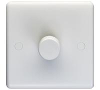 1 Gang Single 400W LED 2 Way Rotary Dimmer Switch WHITE Light Dimming Plate