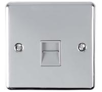 1 Gang Single BT Telephone Master Socket CHROME & GREY Wall Outlet Face Plate