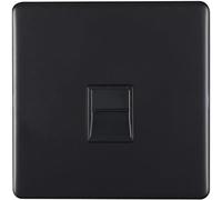 1 Gang Single BT Telephone Master Socket SCREWLESS MATT Black Wall Face Plate - Decorative Landline Wall Plate