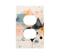 1 Gang Single Duplex Outlet Wall Plate Decorative Switchplate, Abstract Geometry Color Art Simplicity Light Switch Cover for Bedroom Living Room Decor