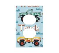 1 Gang Single Duplex Outlet Wall Plate Decorative Switchplate, Cute Cartoon Car Truck Light Switch Cover for Bedroom Living Room Decor