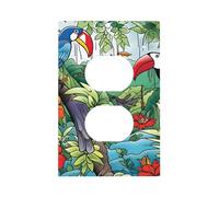 1 Gang Single Duplex Outlet Wall Plate Decorative Switchplate, Cute Cartoon Parrot Toucan Light Switch Cover for Bedroom Living Room Decor