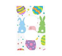 1 Gang Single Duplex Outlet Wall Plate Decorative Switchplate, Easter Bunny Rabbit and Eggs Light Switch Cover for Bedroom Living Room Decor
